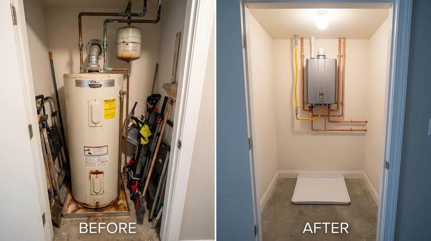 Tank water heater versus wall-mounted tankless unit comparison for Gladstone, MI homeowners
